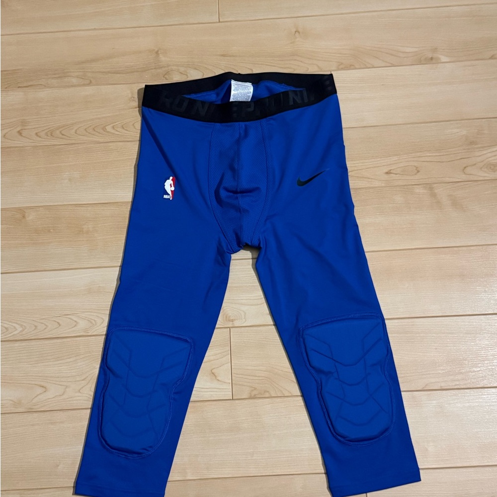 Blue Nike NBA padded compression 3/4 shorts